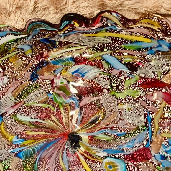 1950’s AVEM Oval Dish Multi-Colored Bizantino Murano Glass Tutti Frutti - Picture 3 of 12